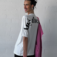 White & Black Oversized Logo Tee