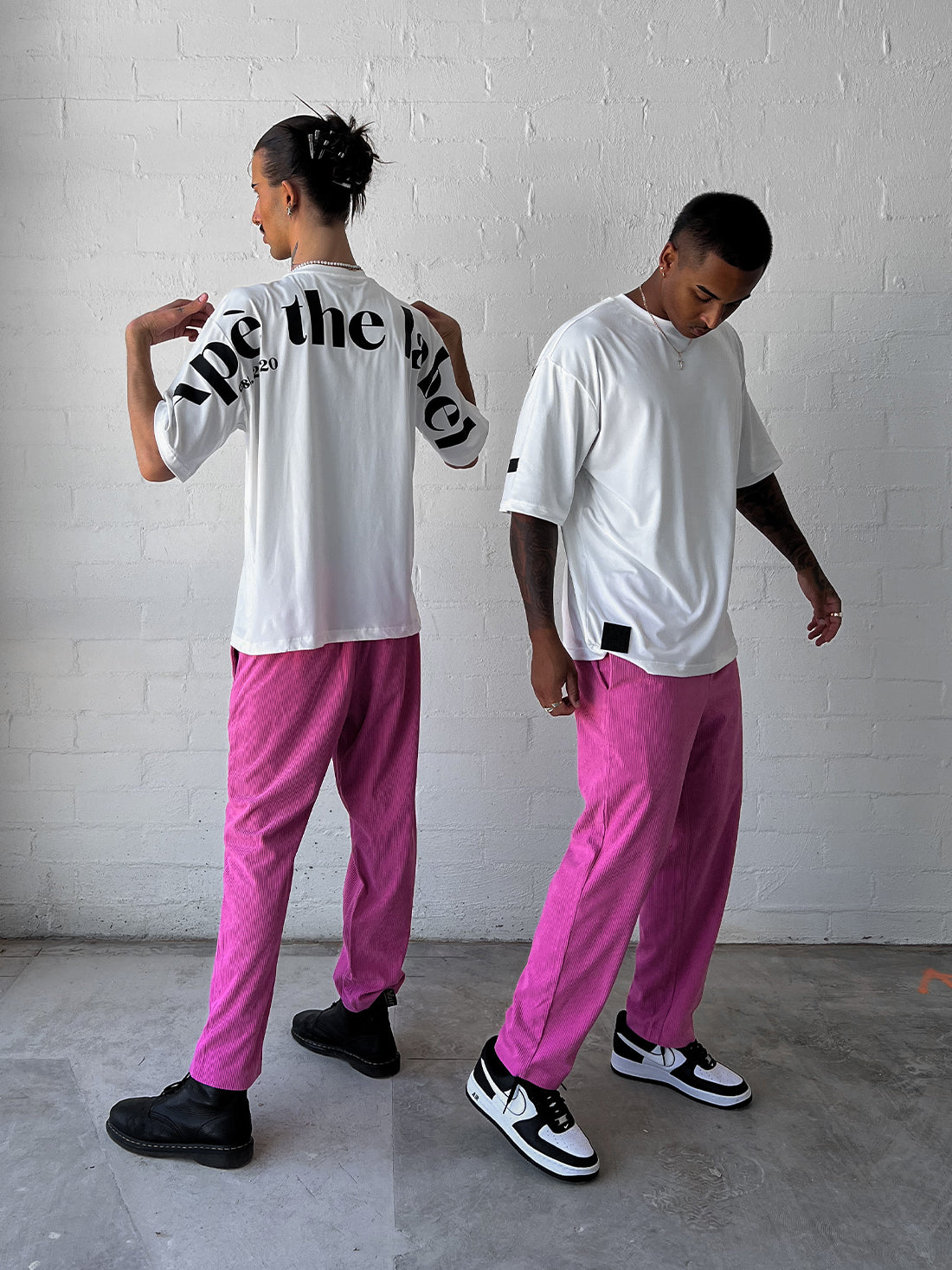 White & Black Oversized Logo Tee