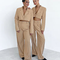 Tan Cropped Blazer