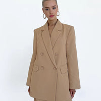 Tan Double Breasted Blazer