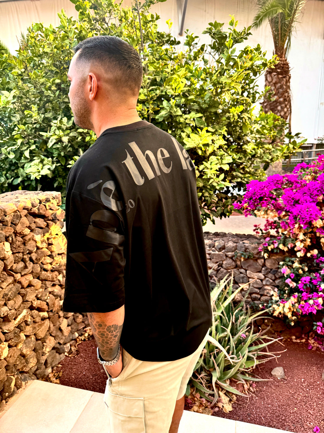 White & Black Oversized Logo Tee