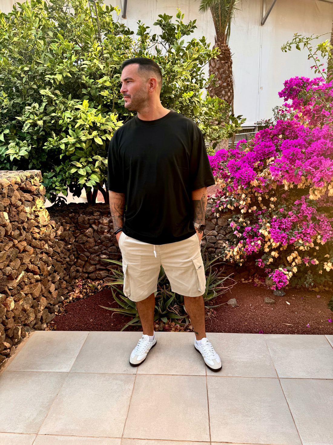 White & Black Oversized Logo Tee