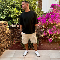 White & Black Oversized Logo Tee