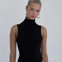 Fine Knit Roll Neck Tank Bodysuit