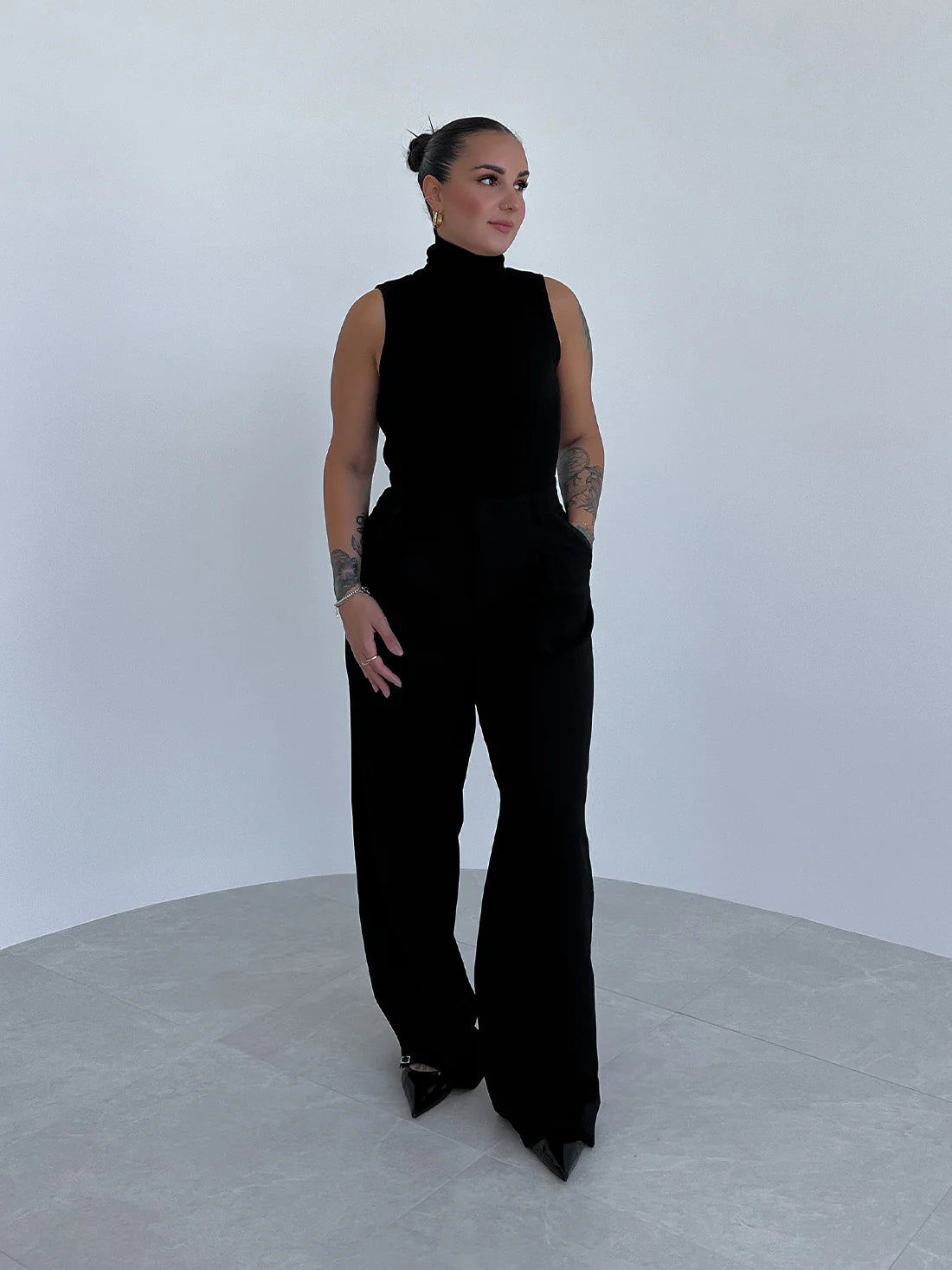 Fine Knit Roll Neck Tank Bodysuit