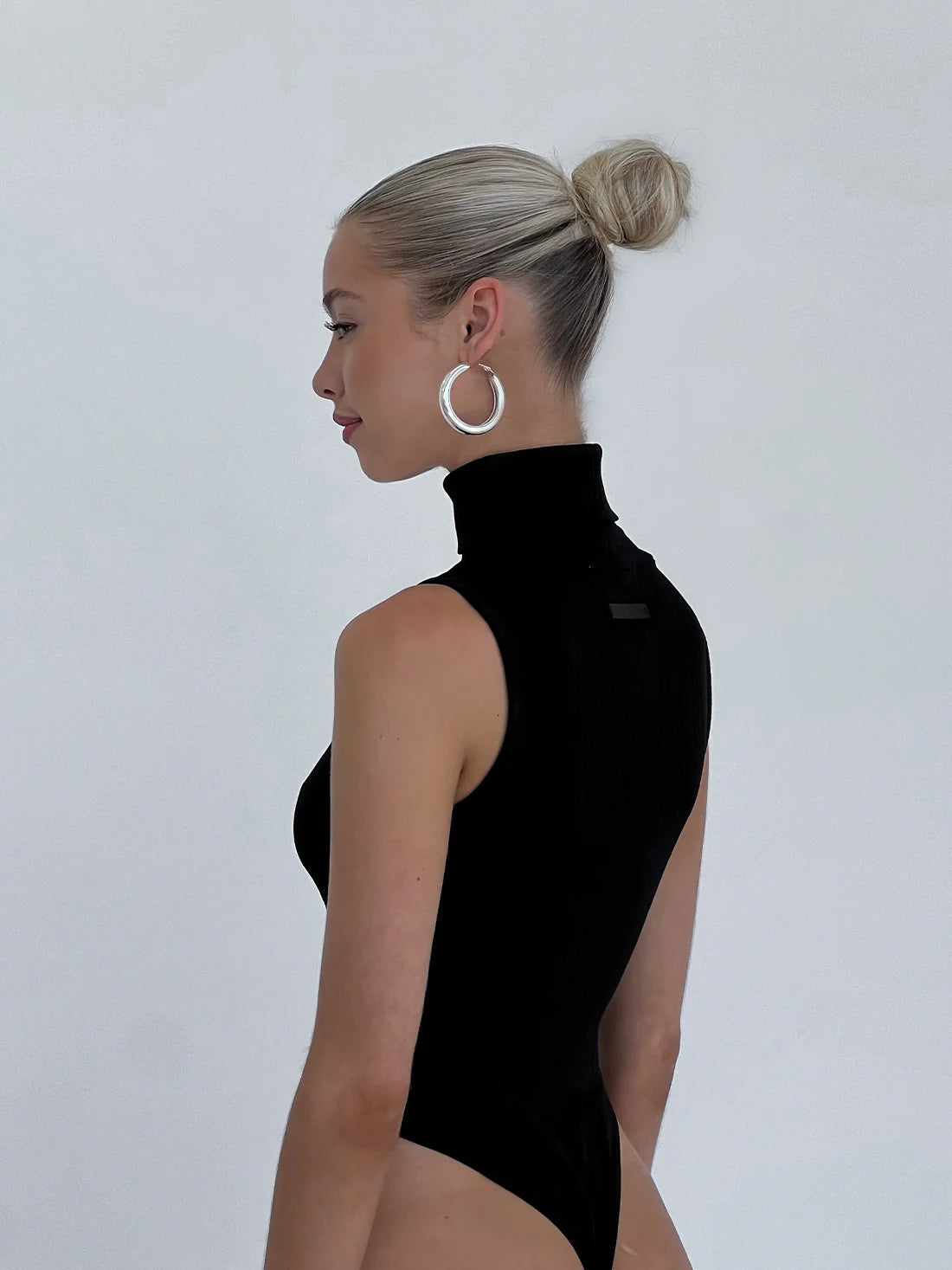 Fine Knit Roll Neck Tank Bodysuit