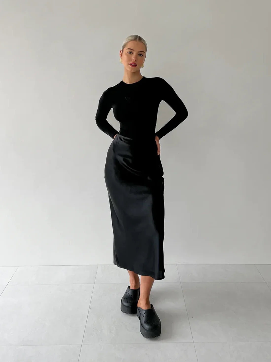 Black Satin Skirt