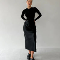 Black Satin Skirt