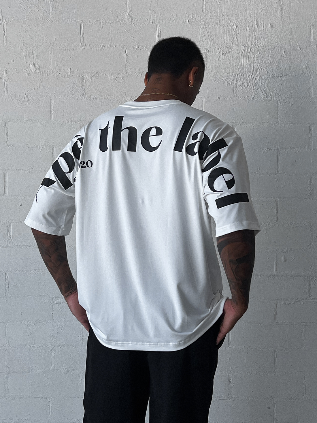 White & Black Oversized Logo Tee
