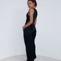Black Satin Cropped Waistcoat