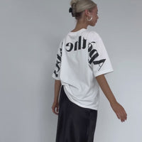 White & Black Oversized Logo Tee
