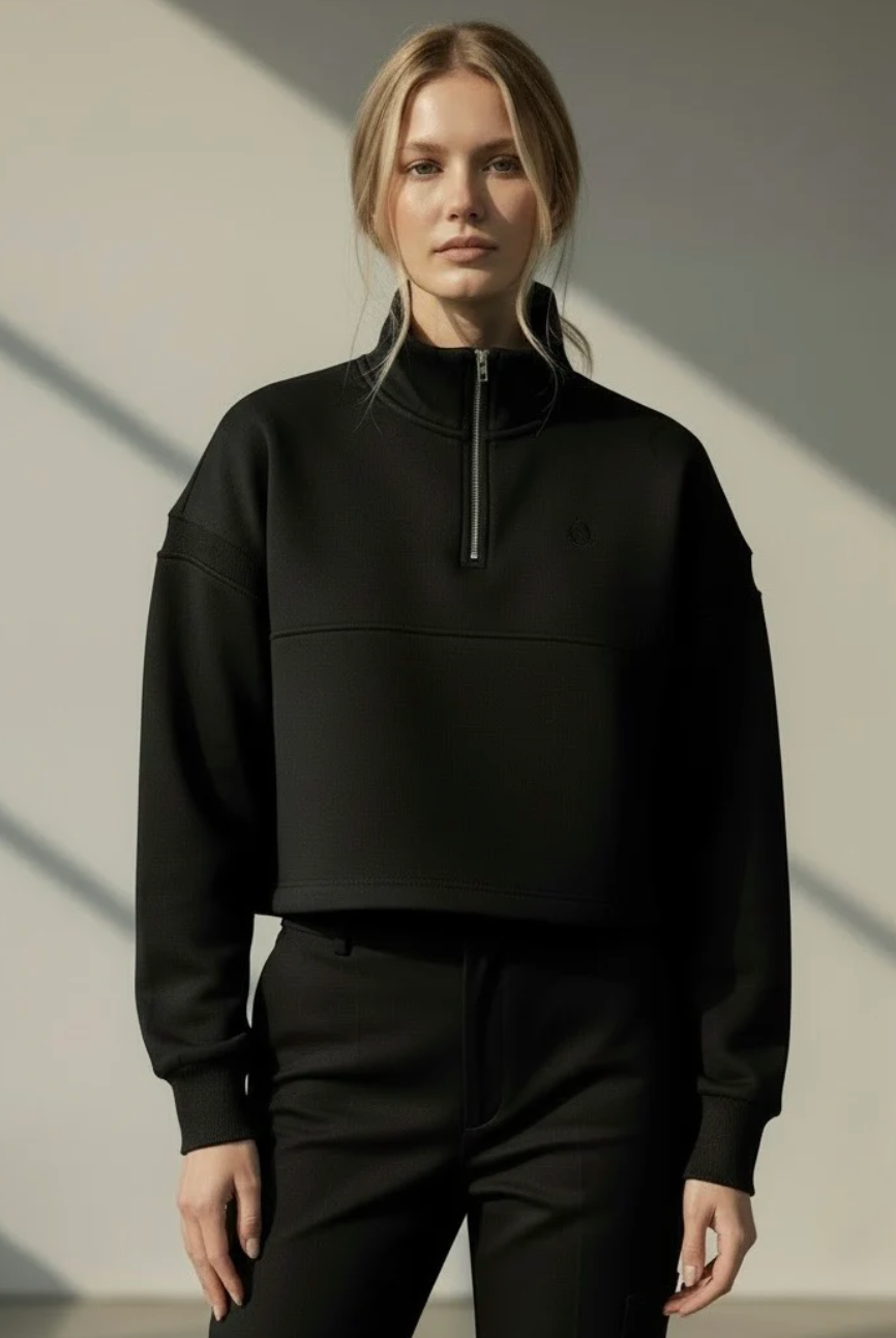 THE LIFT - Quarter-Zip Detailed Crop Jumper